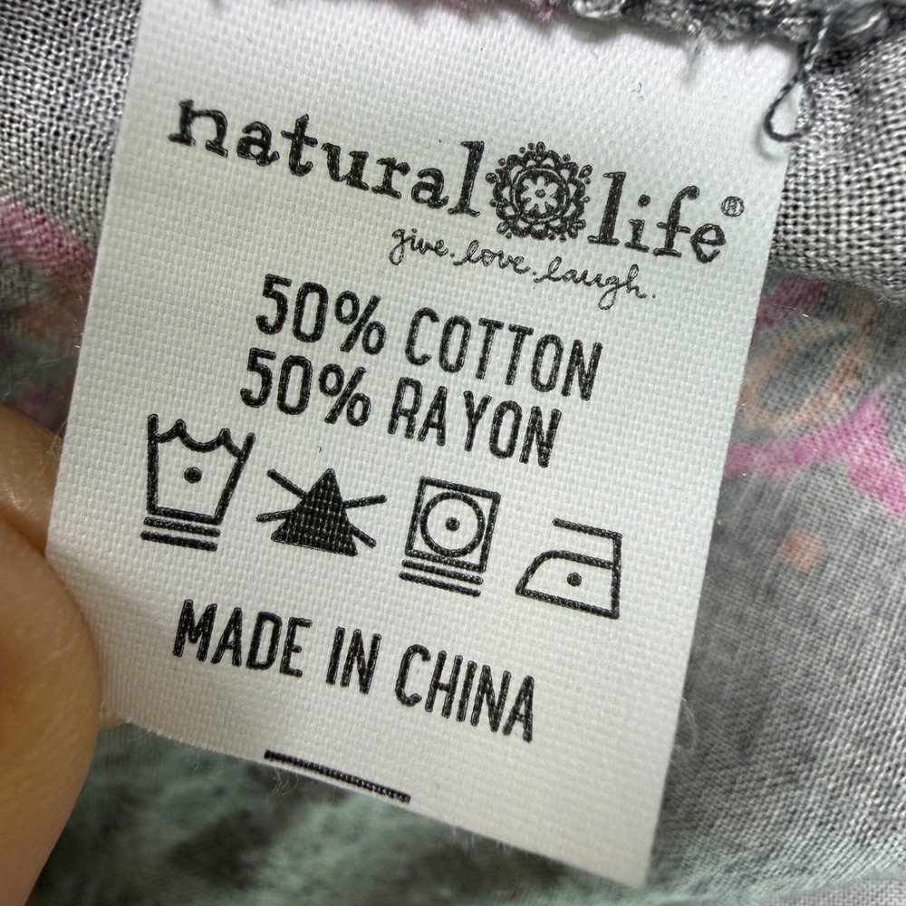 Natural Life Paisley Floral Maxi Dress Small Charcoal Pink Boho Button Front S - Picture 4 of 11